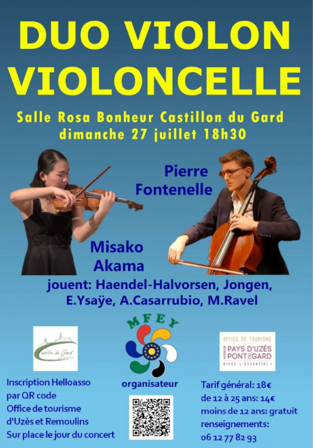 Concert - Duo violon & violoncelle Castillon-du-Gard
