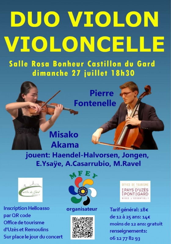 Concert - Duo violon & violoncelle Castillon-du-Gard