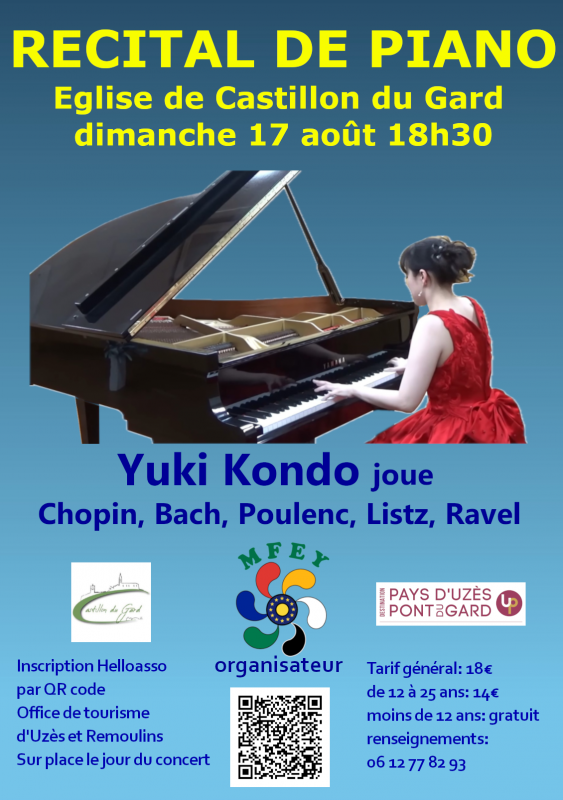 Concert - récital de piano Castillon-du-Gard