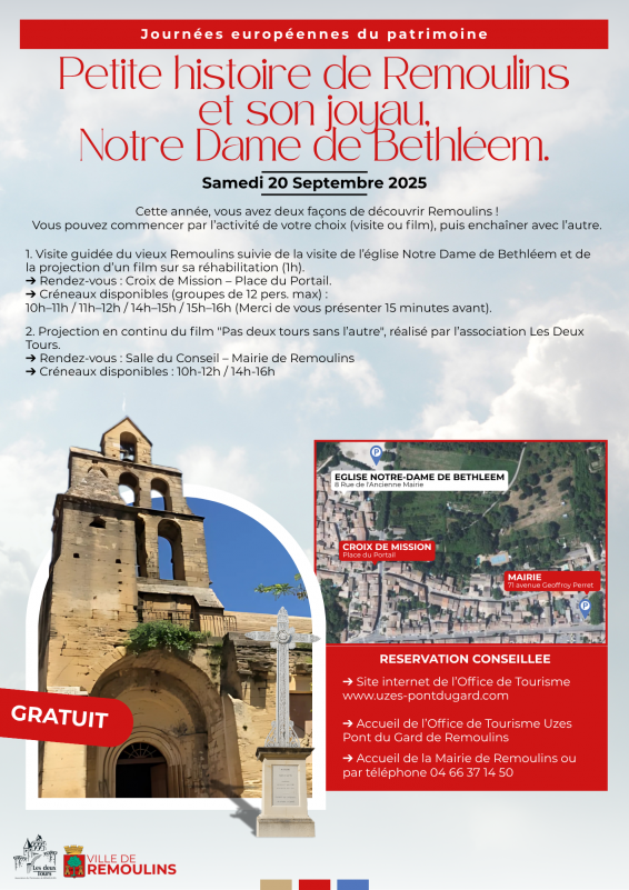 Journée du Patrimoine - Petite histoire de Remoulins et son joyau, Notre Dame de Bethléem.